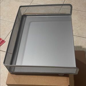 Silver Mesh Desk Tray - Home Office Organizer